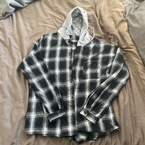 Black and White Flannel with Hood